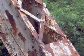 Picture of lead containing paint on a bridge that creates exposure concerns