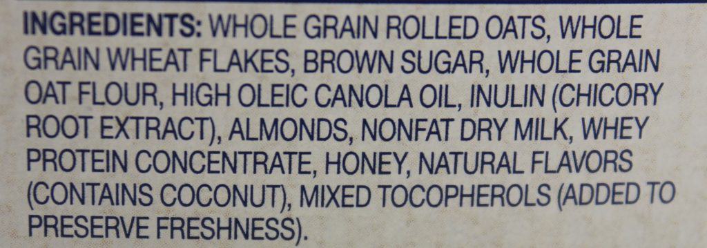 Ingredients label close up