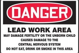 Danger sign of lead work area exposure concerns